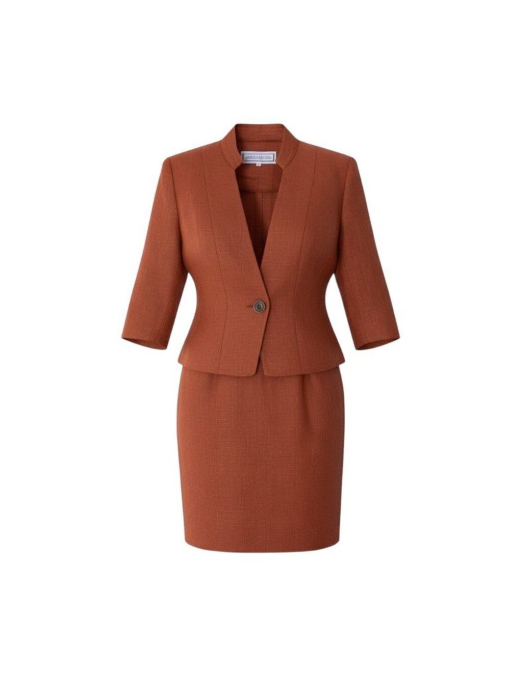 Saint Laurent Set Skirt Short Jacket Linen Blend Orange M